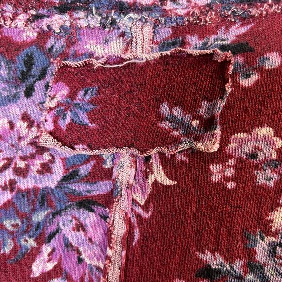 NWOT Free People "You and Me" Slouchy Burgundy Red Floral Oversized Top size M - Picture 5 of 8